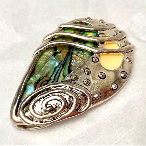 Abalone & Mother of Pearl Silver Tone Pendant - Picture 12 of 12